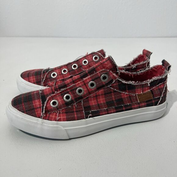 Blowfish Malibu Sneakers Womens 8.5 Red Plaid Grand Canyon Play Slip On Shoes - Picture 5 of 11